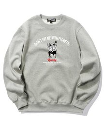 DONT HIT ME WITH FLOWERS GRAPHIC クルーネック - グレー