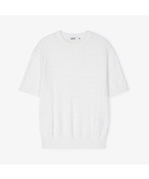 WORK ON BODY OFF（ワークオンボディオフ）の「[ウォッシャブル] ビスコースコットンケーブル半袖ニット [ホワイト]（Tシャツ/カットソー）」
