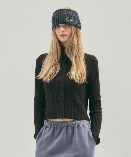 CITTA(シータ)の「Essential Soft High Neck Knit Cardigan_CTK242(Cocoa)(カーディガン/ボレロ・レディース・ダークブラウン・FREE)」の2枚目の写真