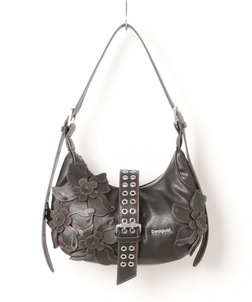 Desigual(デシグアル)の「花のアップリケ付き デコレーション コンパクト ハンドバッグ(ショルダーバッグ・レディース・ブラウン・FREE)」の7枚目の写真