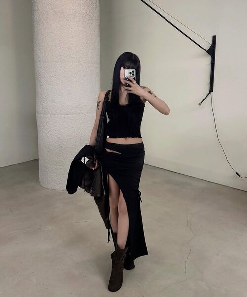 222（イトゥドゥル）の「TOP 015 (BLACK)（Tシャツ/カットソー・レディース・ブラック・FREE）」の5枚目の写真