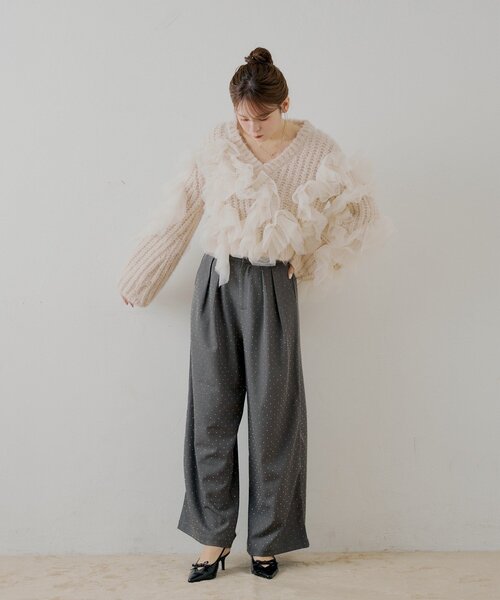 Chico（チコ）の「【SALON by Chico】ランダムチュールドッキングニット（ニット/セーター・レディース・ピンク/ブラック/アイボリー/グレー・FREE）」の22枚目の写真