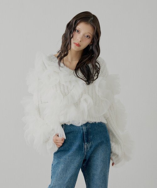 セール】【SALON by Chico】ランダムチュールドッキングニット（ニット