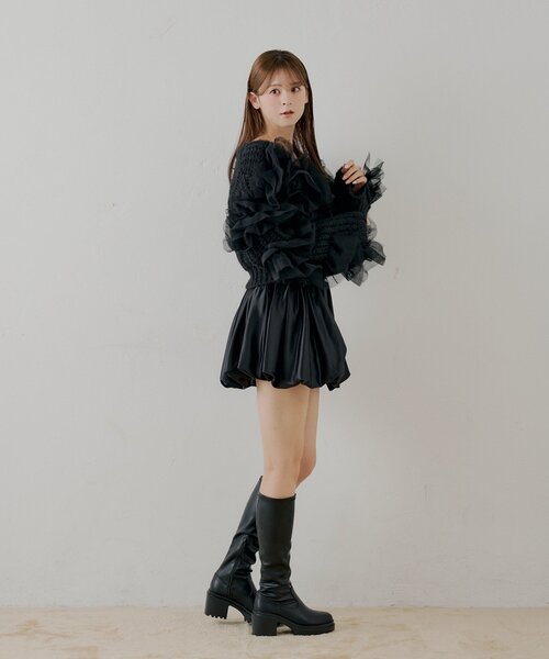 Chico（チコ）の「【SALON by Chico】ランダムチュールドッキングニット（ニット/セーター・レディース・ピンク/ブラック/アイボリー/グレー・FREE）」の12枚目の写真