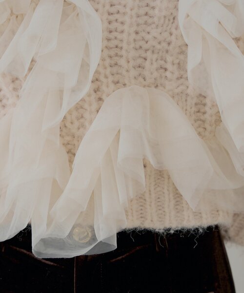 Chico（チコ）の「【SALON by Chico】ランダムチュールドッキングニット（ニット/セーター・レディース・ピンク/ブラック/アイボリー/グレー・FREE）」の19枚目の写真