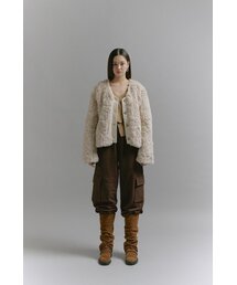 SOFT SEOUL（ソフトソウル）の「Leather Mix Fur Jacket [Ivory]（ムートンコート）」