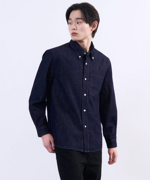 PLAC(プラック)の「ノンフェイドロングスリーブデニムシャツディープブルー(シャツ/ブラウス・メンズ・その他・SMALL/MEDIUM/LARGE)」の2枚目の写真