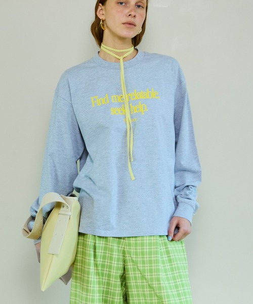 MAISON SPECIAL（メゾンスペシャル）の「Find Me Long T-Shirt/Find meロンTEE（Tシャツ/カットソー・レディース・ピンク/ホワイト/ブルー/グレー/マルチ・FREE）」の3枚目の写真