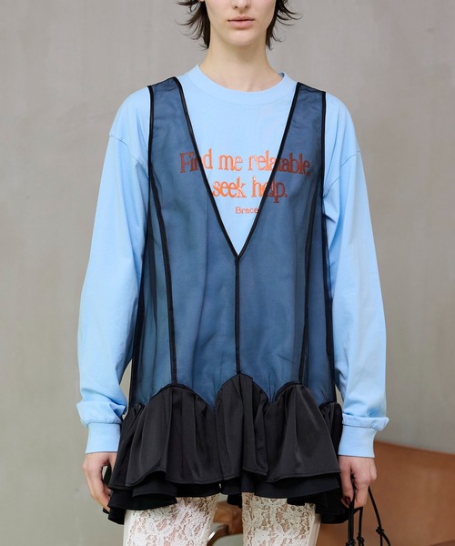 MAISON SPECIAL（メゾンスペシャル）の「Find Me Long T-Shirt/Find meロンTEE（Tシャツ/カットソー・レディース・ピンク/ホワイト/ブルー/グレー/マルチ・FREE）」の4枚目の写真