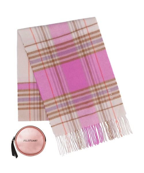 JILL STUART(ジルスチュアート)の「【数量限定】ノベルティ付き カシミヤチェックマフラー(マフラー・レディース・パープル/ピンク/イエロー/グリーン・FREE)」の1枚目の写真