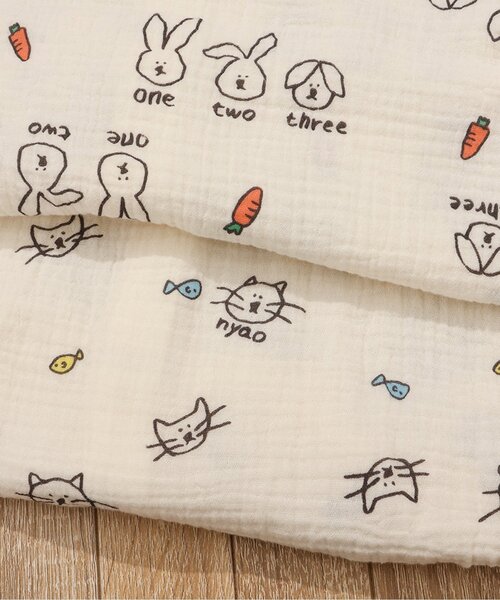 BREEZE（ブリーズ）の「ねこ・うさぎガーゼロンパス（ロンパース・キッズ・オレンジ/ブルー・60/70）」の5枚目の写真