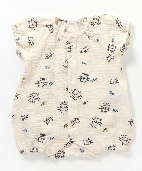 BREEZE（ブリーズ）の「ねこ・うさぎガーゼロンパス（ロンパース・キッズ・オレンジ/ブルー・60/70）」の8枚目の写真