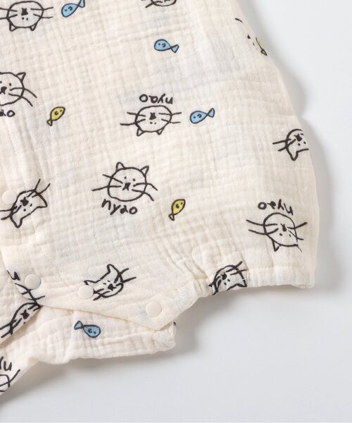 BREEZE（ブリーズ）の「ねこ・うさぎガーゼロンパス（ロンパース・キッズ・オレンジ/ブルー・60/70）」の10枚目の写真