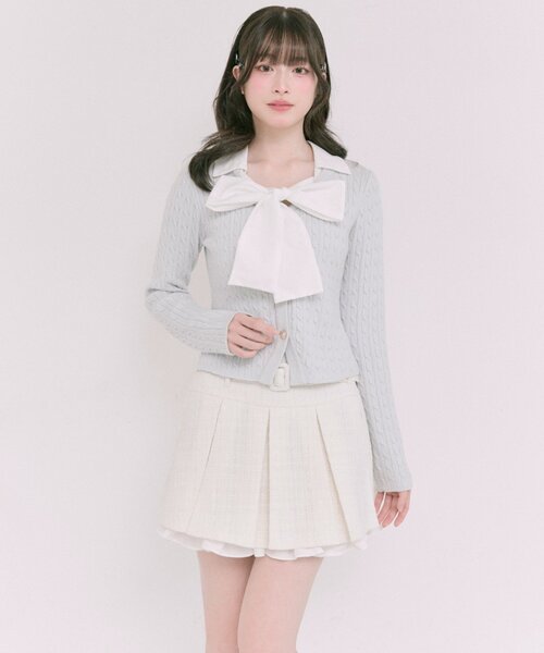 OLIVE des OLIVE（オリーブデオリーブ）の「裾フリルプリーツスカート（スカート・レディース・オフホワイト/ライトグレー/ネイビー・FREE）」の2枚目の写真