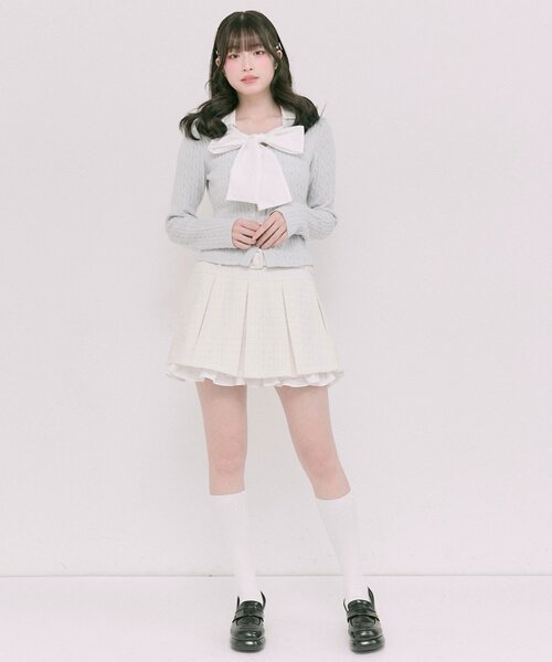 OLIVE des OLIVE（オリーブデオリーブ）の「裾フリルプリーツスカート（スカート・レディース・オフホワイト/ライトグレー/ネイビー・FREE）」の16枚目の写真