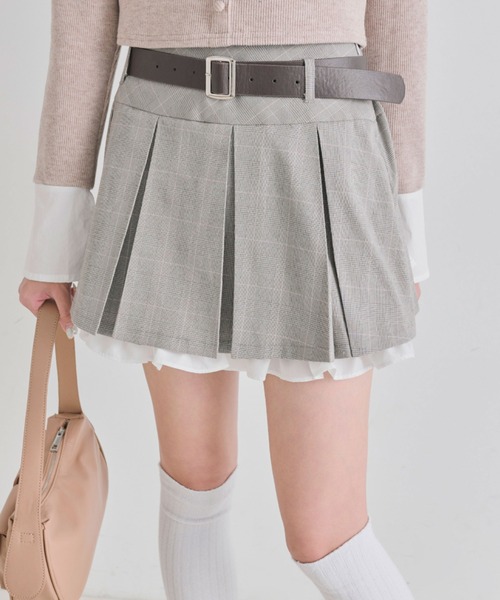 OLIVE des OLIVE（オリーブデオリーブ）の「裾フリルプリーツスカート（スカート・レディース・オフホワイト/ライトグレー/ネイビー・FREE）」の4枚目の写真