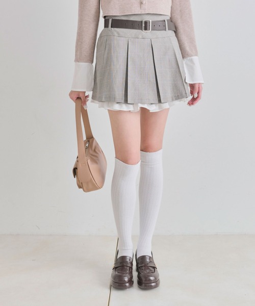 OLIVE des OLIVE（オリーブデオリーブ）の「裾フリルプリーツスカート（スカート・レディース・オフホワイト/ライトグレー/ネイビー・FREE）」の6枚目の写真