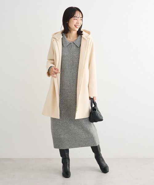 Green　Parks（グリーンパークス）の「金釦ポロシャツニットワンピース（ワンピース・レディース・杢グレー/ブラック・FREE）」の11枚目の写真