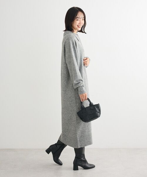 Green　Parks（グリーンパークス）の「金釦ポロシャツニットワンピース（ワンピース・レディース・杢グレー/ブラック・FREE）」の15枚目の写真