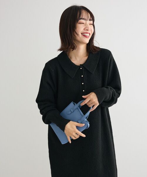 Green　Parks（グリーンパークス）の「金釦ポロシャツニットワンピース（ワンピース・レディース・杢グレー/ブラック・FREE）」の22枚目の写真