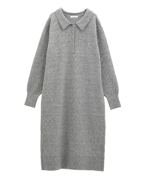 Green　Parks（グリーンパークス）の「金釦ポロシャツニットワンピース（ワンピース・レディース・杢グレー/ブラック・FREE）」の8枚目の写真