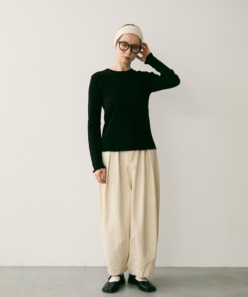 Crisp（クリスプ）の「透かし編みニットプルオーバー（Tシャツ/カットソー・レディース・ベージュ/ブラック/グレー・FREE）」の8枚目の写真