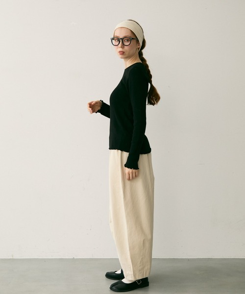 Crisp（クリスプ）の「透かし編みニットプルオーバー（Tシャツ/カットソー・レディース・ベージュ/ブラック/グレー・FREE）」の9枚目の写真