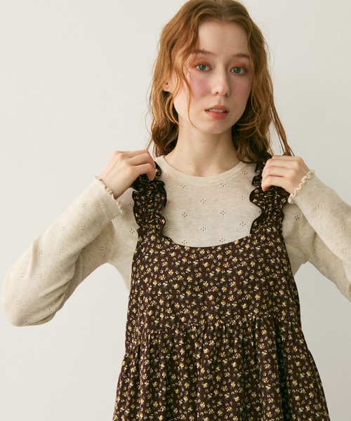 Crisp（クリスプ）の「透かし編みニットプルオーバー（Tシャツ/カットソー・レディース・ベージュ/ブラック/グレー・FREE）」の19枚目の写真