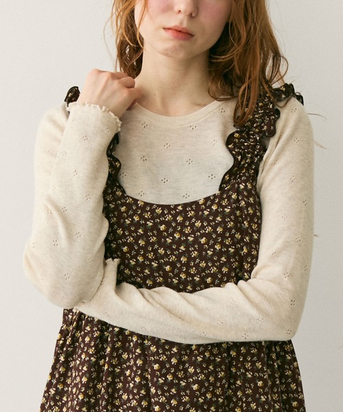 Crisp（クリスプ）の「透かし編みニットプルオーバー（Tシャツ/カットソー・レディース・ベージュ/ブラック/グレー・FREE）」の20枚目の写真