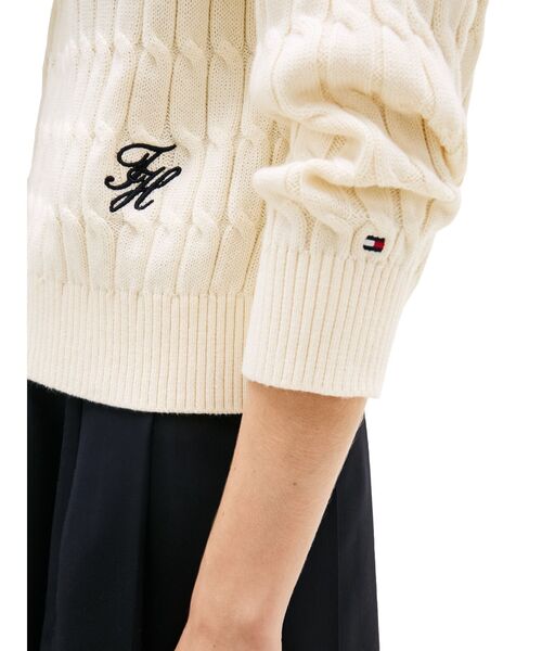 TOMMY HILFIGER(トミーヒルフィガー)の「コットンケーブルミドルゲージロングスリーブジップフーディー(ニット/セーター・レディース・マルチ/ホワイト・SMALL/X-SMALL/XX-SMALL)」の12枚目の写真