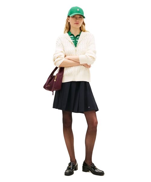 TOMMY HILFIGER(トミーヒルフィガー)の「コットンケーブルミドルゲージロングスリーブジップフーディー(ニット/セーター・レディース・マルチ/ホワイト・SMALL/X-SMALL/XX-SMALL)」の11枚目の写真
