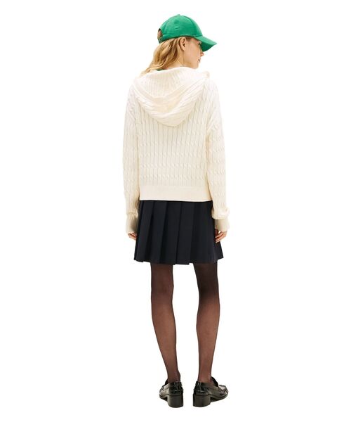 TOMMY HILFIGER(トミーヒルフィガー)の「コットンケーブルミドルゲージロングスリーブジップフーディー(ニット/セーター・レディース・マルチ/ホワイト・SMALL/X-SMALL/XX-SMALL)」の10枚目の写真