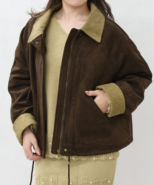MISCH MASCH(ミッシュマッシュ)の「一部店舗限定 配色スエードジャケット(その他アウター・レディース・キャメル/ブラウン・フリ-)」の4枚目の写真