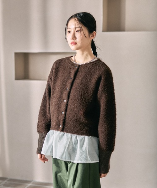 LEPSIM（レプシィム）の「7ゲージ袖リブシャギーカーディガン　627004（カーディガン/ボレロ・レディース・グレー/ブラウン/イエロー・FREE）」の2枚目の写真