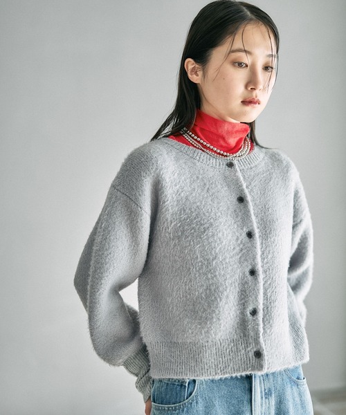 LEPSIM（レプシィム）の「7ゲージ袖リブシャギーカーディガン　627004（カーディガン/ボレロ・レディース・グレー/ブラウン/イエロー・FREE）」の4枚目の写真