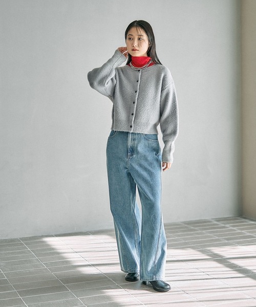 LEPSIM（レプシィム）の「7ゲージ袖リブシャギーカーディガン　627004（カーディガン/ボレロ・レディース・グレー/ブラウン/イエロー・FREE）」の8枚目の写真