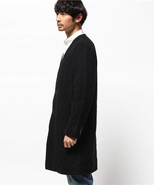 OUTLET（アウトレット）の「【WHO'S WHO gallery】GGスライバーノーカラーチェスタ（チェスターコート・メンズ・ブラック/オリーブ/ネイビー・MEDIUM/LARGE）」の10枚目の写真