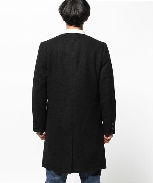 OUTLET（アウトレット）の「【WHO'S WHO gallery】GGスライバーノーカラーチェスタ（チェスターコート・メンズ・ブラック/オリーブ/ネイビー・MEDIUM/LARGE）」の11枚目の写真