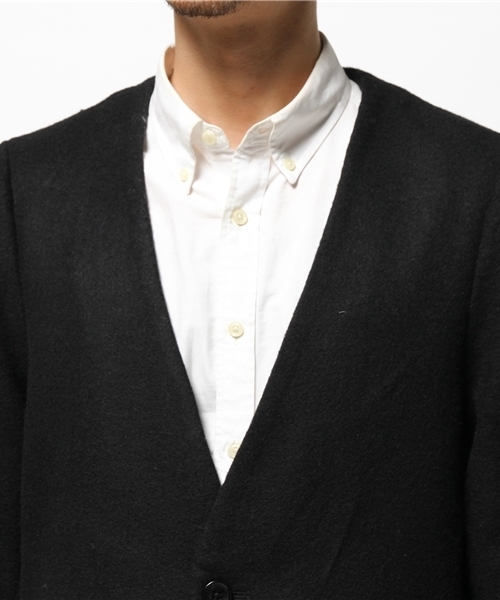 OUTLET（アウトレット）の「【WHO'S WHO gallery】GGスライバーノーカラーチェスタ（チェスターコート・メンズ・ブラック/オリーブ/ネイビー・MEDIUM/LARGE）」の4枚目の写真