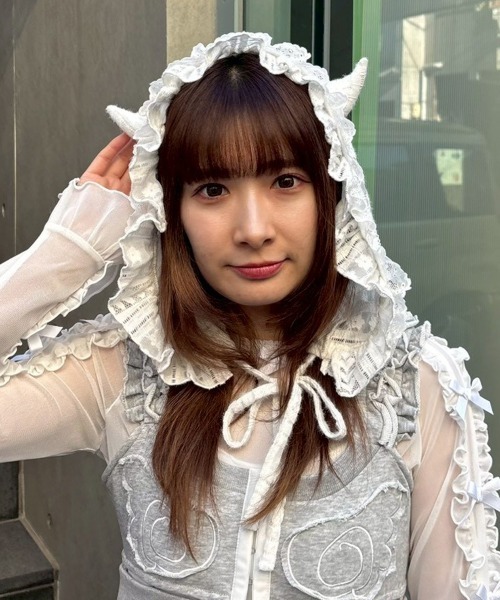 Candy Stripper(キャンディストリッパー)の「DEVIL LACE ボンネット(ニットキャップ/ビーニー・レディース・オフホワイト/ブラック・FREE)」の12枚目の写真