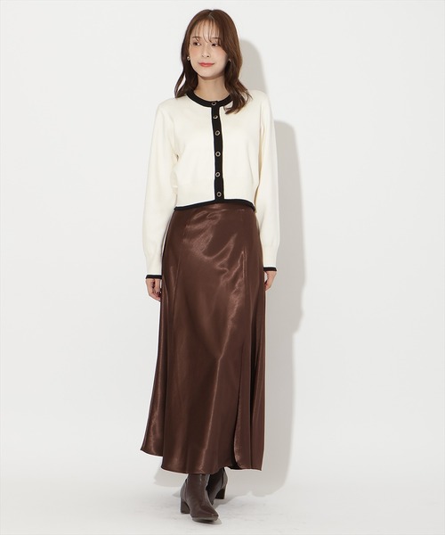 AND COUTURE(アンドクチュール)の「配色カーディガン(カーディガン/ボレロ・レディース・アイボリー/ピンク/ブルー/ネイビー・FREE)」の10枚目の写真