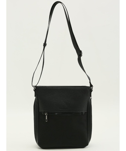 m.f.editorial(エムエフエディトリアル)の「m.f.エディトリアル メンズ 縦型 ミニショルダーバッグ(ショルダーバッグ・メンズ・グレー系その他2/ブラック・FREE)」の2枚目の写真