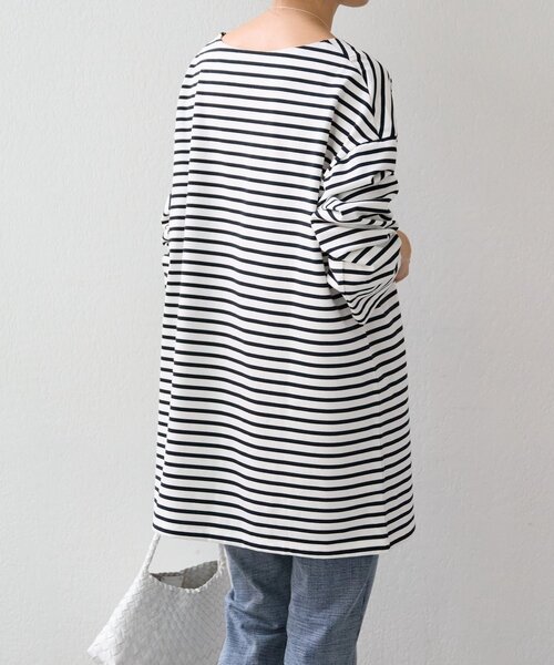 ビアズリー　シンプルTチュニック　Tシャツ　ボーダー  ロンT BEARDSLEY - ビアズリー シンプルTチュニック Tシャツ ボーダー ロンT