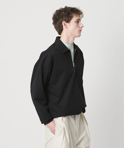 BEAUTY&YOUTH UNITED ARROWS(ビューティーアンドユースユナイテッドアローズ)の「DENCE コットン ジップ ポロカットソー(Tシャツ/カットソー・メンズ・ブラック/ライトグレー・XL/S/M/L)」の1枚目の写真