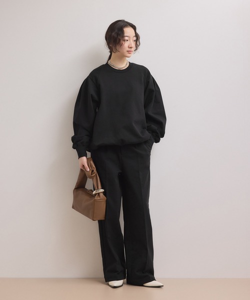 ADAM ET ROPE'(アダムエロペ)の「【WEB限定】スウェットワイドスラックス(スラックス・レディース・グレー/ホワイト系その他5/ブラック・38/36)」の4枚目の写真