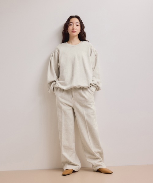 ADAM ET ROPE'(アダムエロペ)の「【WEB限定】スウェットワイドスラックス(スラックス・レディース・グレー/ホワイト系その他5/ブラック・38/36)」の6枚目の写真