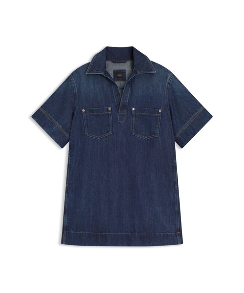 BOSS(ボス)の「【オンライン限定】ブルーデニム ドレス ジョニーカラー(ワンピース・レディース・ダークブルー・XS/L/S/M)」の5枚目の写真