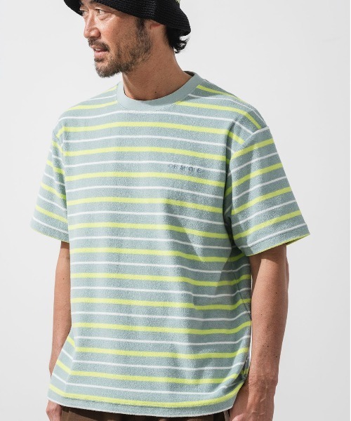 OFFSHORE(オフショア)の「PILE BORDER TEE(Tシャツ/カットソー・メンズ・ブルー/グリーン・XL/L/M/S)」の1枚目の写真