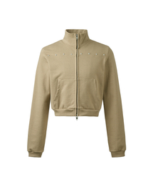 ANOTHERYOUTH（アナザーユース）の「クロップスタッズジップアップスウェット - ベージュ（スウェット）」