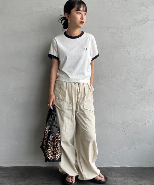 FRED PERRY/フレッドペリー] クロップド丈 ショートスリーブリンガーT